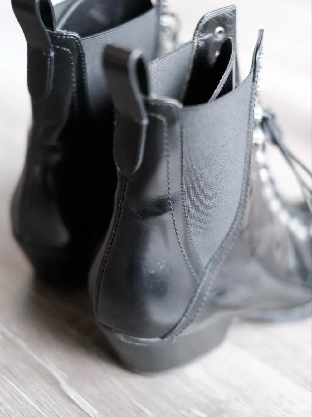 Coach Black Leather Lace-Up Ankle Boots
